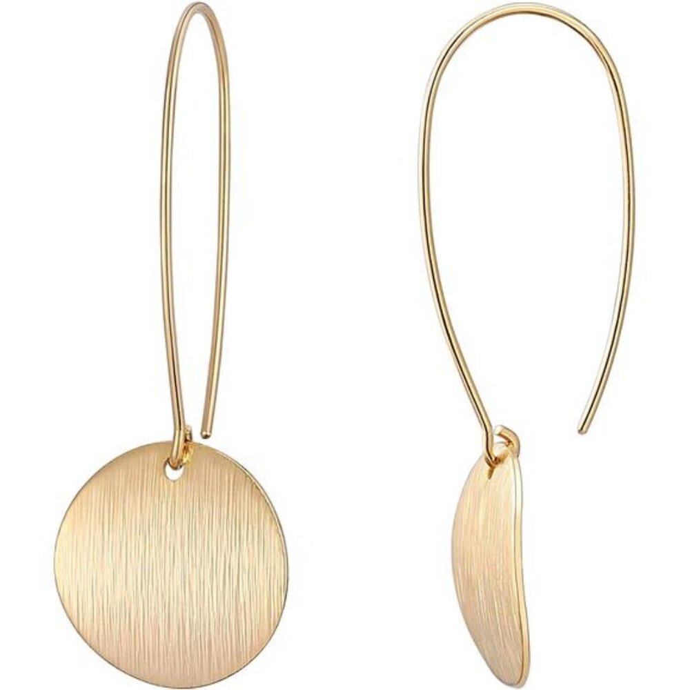 Long Gold Circle Simicircle Ball Dangling Earrings for Women Lightweight Circle